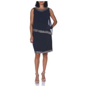 J Kara Navy Blue Sleeveless Knee-Length Dress 2 NWT